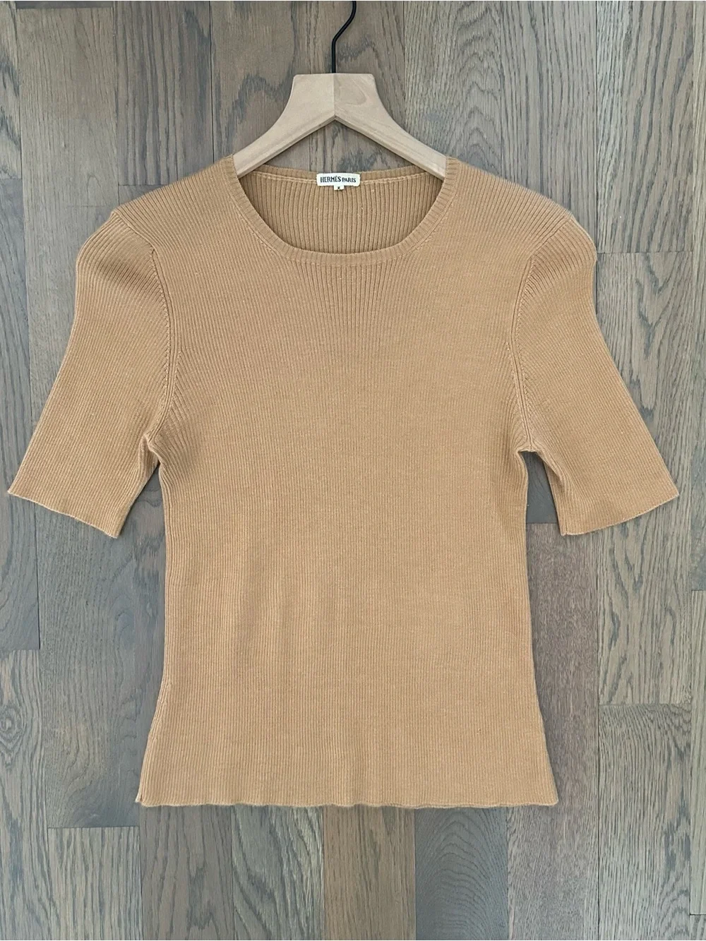 Vintage Hermes Silk and Cashmere Cardigan Twinset Camel Brown Multicolor XL